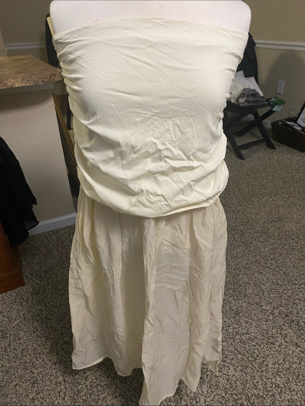 Strapless Cream Maxi Dress